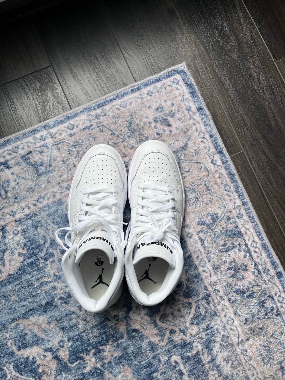 Jordan White High-Top Sneakers with Black Jumpman - Picture 4 of 6